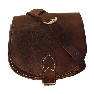 Small Leather Saddle Bag Half Moon Berber Leather